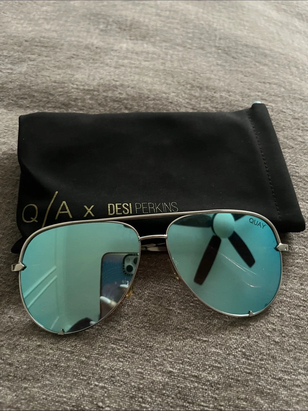 QUAY AUSTRALIA High Key Sunglasses with Teal Mirror Lenses